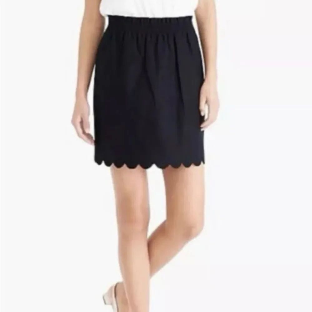 J. Crew Navy Denim Scalloped Mini Skirt